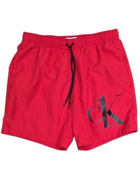 Calvin Klein Red Men's Swim Trunks with Black Logo Size Medium